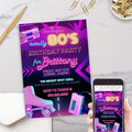 80s theme neon roller skate throwback birthday party invitations